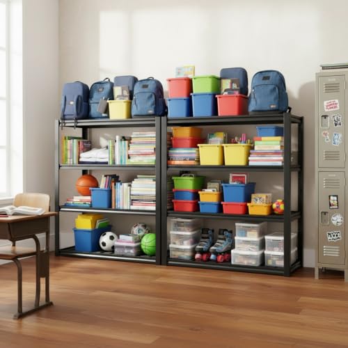 REIBII 40" W Storage Shelves with Wire Mesh Panels for Garage Organization - color: Black