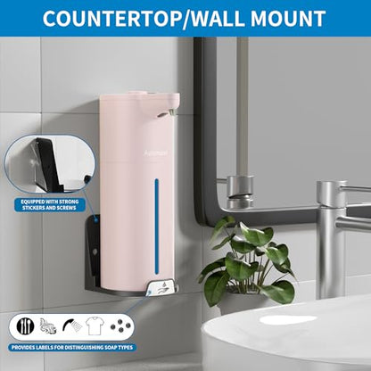 Aunmaon Automatic Soap Dispenser Touchless, Modern, Kitchen & Bathroom, Hands-Free, Adjustable Volume, Long Battery Life, Compatible with Thick & Thin Soap, Easy for Toddlers, Clog-Free, Pink - color: Matte Pink
