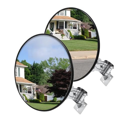 2 Pcs 30 Inch Convex Traffic Mirrors, Outdoor Driveway Safety Mirrors