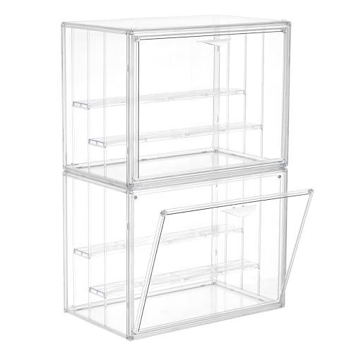 3 Layer Acrylic Display Case Stackable Clear Box for Collectibles,2 Pack - size: XLarge 2 Pack