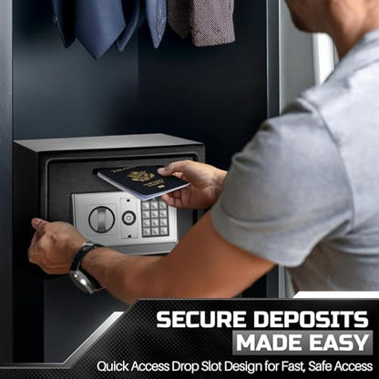 Flexzion Small Drop Safe Box with Digital Keypad, 12 x 8 x 8 in, Black - color: Black, size: Small (0.80 Cubic Feet)
