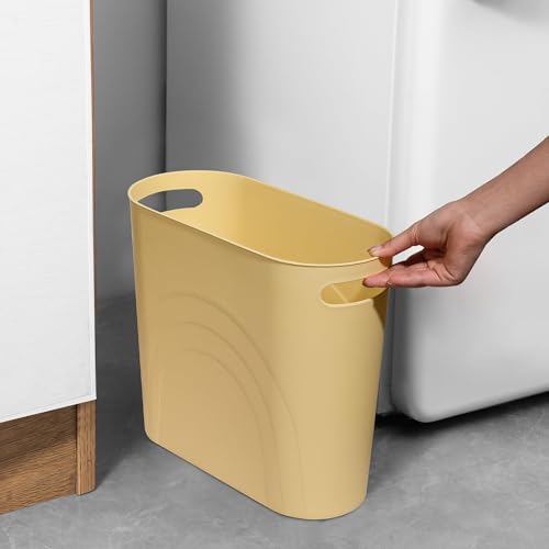 rejomiik Small Bathroom Trash Can, 3.5 Gallon Slim Garbage Can, Yellow - color: Yellow, size: 1 pack