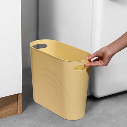 rejomiik Small Bathroom Trash Can, 3.5 Gallon Slim Garbage Can, Yellow - color: Yellow, size: 1 pack