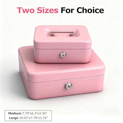 8" Cash Box with Money Tray, Pink, Medium - color: Pink, size: Medium