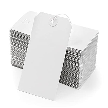 Coideal White Shipping Tags with Elastic String, 60 Pack, 4.75 x 2.38 in