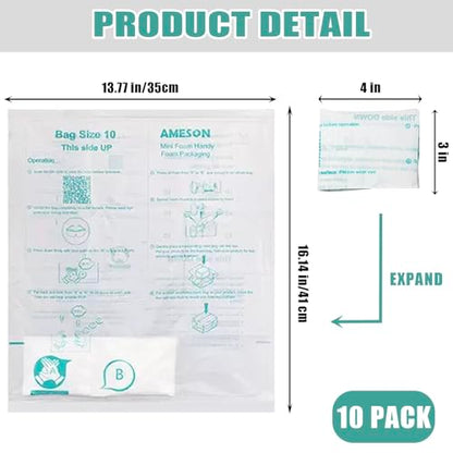 10 PCS 14"x16" Expanding Packing Foam for Shipping PC/Electronic Components/Equipment/Fragile Items, Rapid Expansion, Stable & Secure, Easy to Use - Essential for Moving