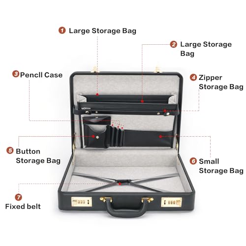 LOCKCURX Briefcases for Men, Anti-Theft Dual Lock Briefcase, 16 Inch Laptop - color: Black, size: Combination Lock