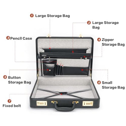 LOCKCURX Briefcases for Men, Anti-Theft Dual Lock Briefcase, 16 Inch Laptop - color: Black, size: Combination Lock
