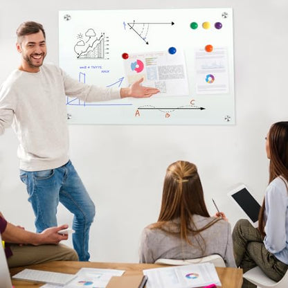 H-Qprobd Glass Magnetic Dry Erase Whiteboard 36"x24" for Wall, Frameless White Board, Includes 12 Magnets, 8 Markers and 2 Erasers - size: Glass 36"x24"