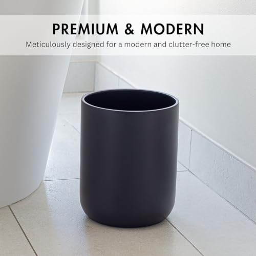 YEW DESIGN Matte Black Round 2 Gallon Trash Can for Home and Bathroom - color: Black Round