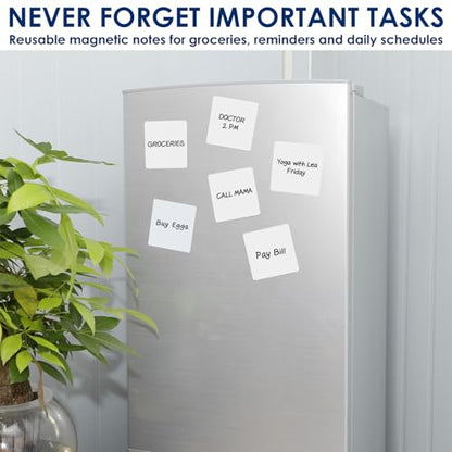Dry Erase Magnets, 24 Pack 4x4 in, Magnetic Notes for Whiteboard and Fridge - color: White