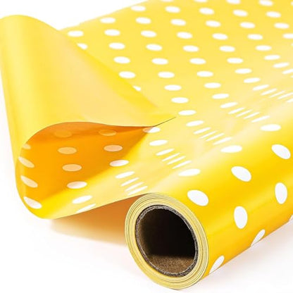 VGOODALL Yellow Reversible Wrapping Paper Roll, 17 inch X 33 Feet - color: Yellow,White