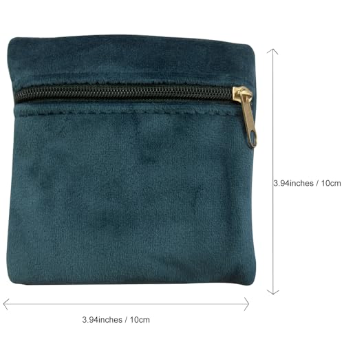8pcs Small Velvet Jewelry Pouches with Zipper Gift Bags for Bracelet Necklace,Ring,Earrings,Earphone,Wedding Favors, Travel,3.94" X 3.94" (Peacock blue) - color: Peacock blue
