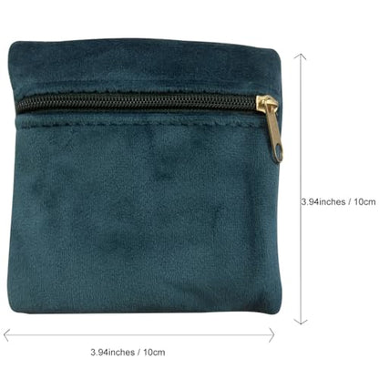 8pcs Small Velvet Jewelry Pouches with Zipper Gift Bags for Bracelet Necklace,Ring,Earrings,Earphone,Wedding Favors, Travel,3.94" X 3.94" (Peacock blue) - color: Peacock blue