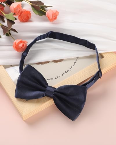 AWAYTR Bow Ties for Men - Pre-Tied Adjustable Tuxedo Style for Wedding - color: Dark Navy Blue
