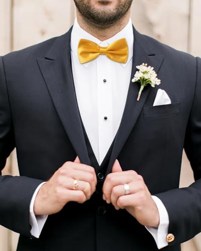 AWAYTR Bow Ties for Men - Pre-Tied Adjustable Tuxedo Style for Wedding - color: Golden Yellow