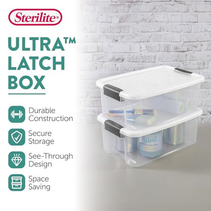 Sterilite Ultra Latch Box with Lids for Home and Office, 18 Quart, 12-Pack - size: 18 Quart, style: 12-Pack