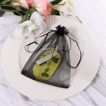 Kelfuoya 50Pcs Organza Drawstring Pouches, Black 3"×4" Sheer Gift Bags - color: Black-3"x4"