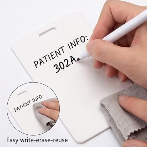 4Pcs Erasable Badge Note, Memo Whiteboard Wallet, Reusable Silicone Erasable Notepad Badge Set, Mini Whiteboard Clipboard for Nurses Doctors Teachers Caregivers