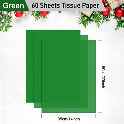 NEBURORA 60 Sheets Green Tissue Paper Set Christmas Gift Wrap Paper(Green) - color: Green