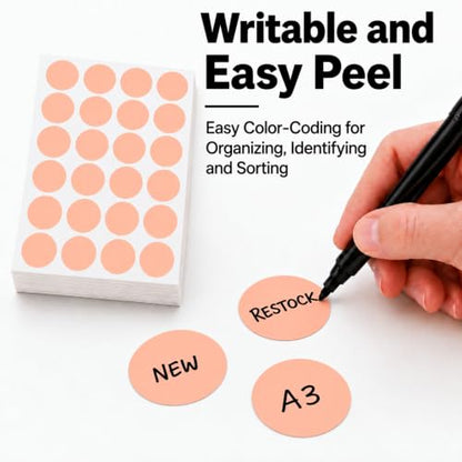 ChromaLabel Apricot Dot Stickers on Sheets, 3/4 Inch Round, 1,008/Pack - color: Apricot
