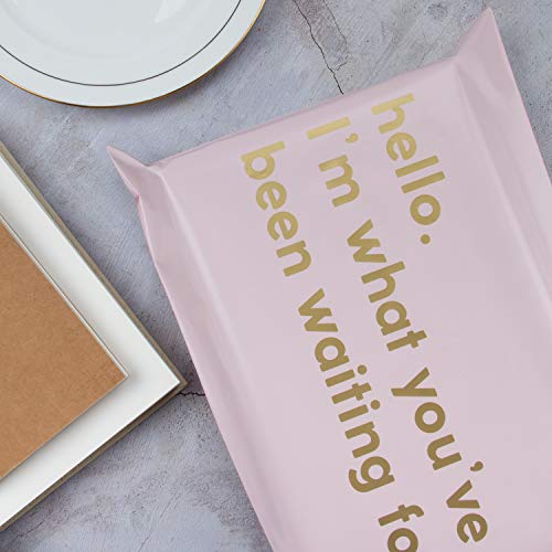 RUSPEPA Poly Mailer Shipping Bag with Self Sealing, Business Text Printed Design 2.3 Mil Heavy Duty Self Seal Mailing Envelopes, 100 Pack 10 x 13 inches, Pink - color: Pink, size: 10 x 13 inches