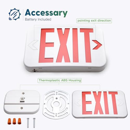 Freelicht 12 Pack Commercial Red Double-Sided LED Exit Sign 90 Min Backup - color: red, size: 12 Pack