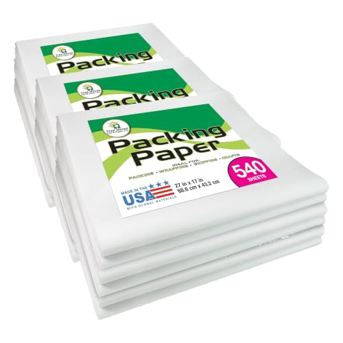 Tree House Packing Paper for Moving – 540 Newsprint Packing Paper Sheets – 27” x 17” Paper for Packing Dishes, Shipping, and Moving Supplies – Recyclable Movers’ Paper – Made in USA (Pack of 3) - size: 540 Sheets (Pack of 3)