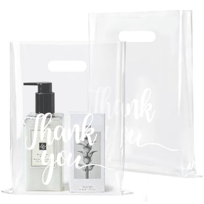 100 Pack Clear Thank You Shopping Bags for Small Business 9x12 Inch - color: Clear
