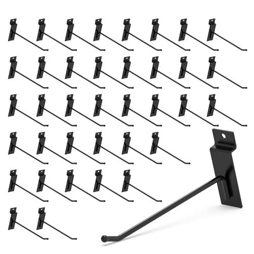 HUHOLE 32PC 6 Inch Slatwall Hooks Steel Hangers - style: Slatwall Hooks 6 Inch
