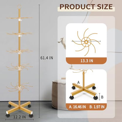 Flenpptly Retail Display Stand, 5-Tier Rotating Display Rack, Gold - color: Gold