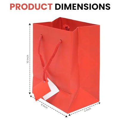 Novel Box Red Gift Bags with Handles 10 Pack 8x4x10 Inches - color: Red, size: Large