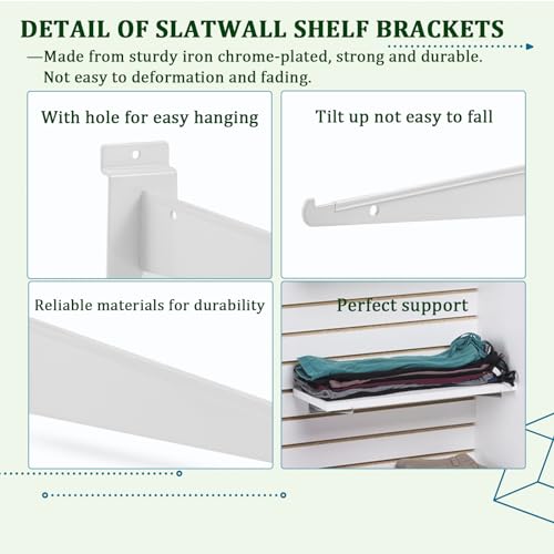 8'' Slat Wall Shelf Bracket,10 Pack Heavy Duty Slatwall Bracket - size: 8 inch-WT