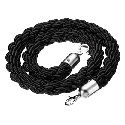PATIKIL Stanchion Rope, 1.2m/3.9Ft Barrier Rope Twisted Post Ropes for Posts Stands Queue Divider Crowd Control of Hotel, Black Silver - color: Black, Silver, size: 3.9Ft