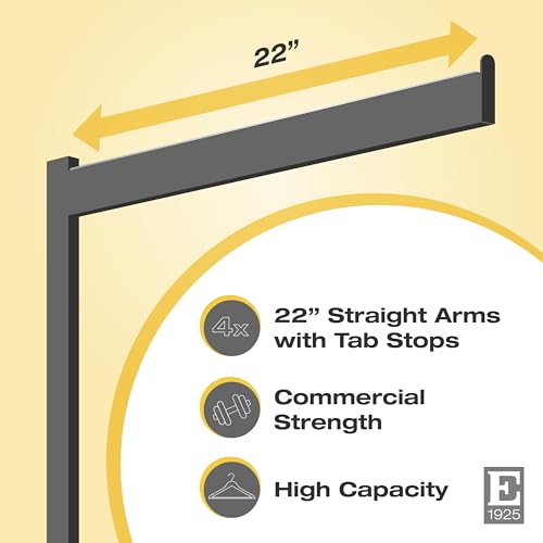Econoco 4-Way High Cap. Garment Rack, 22in Arms, 48–72in H - color: Satin Chrome