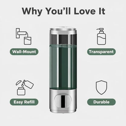 10oz/300ml Single Manual Wall Mounted Soap Dispenser, Silver - color: Silver