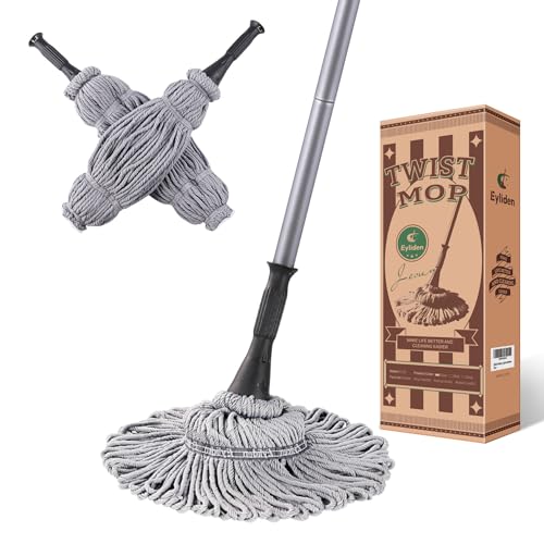 Eyliden Mop with 2 Reusable Microfiber Heads, Easy Wringing Twist Mop - color: Gray