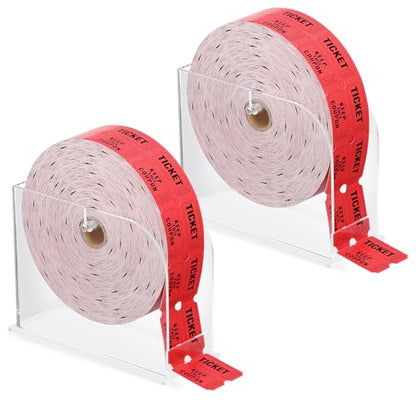 2 Pack Acrylic Raffle Ticket Dispenser 5.6 * 7.6 * 3.1inch Raffle Ticket Holder for Single-roll Double-roll Tickets Sweepstakes Carnival Party Trade Shows Ticket Roll (not Include Raffle Ticket)