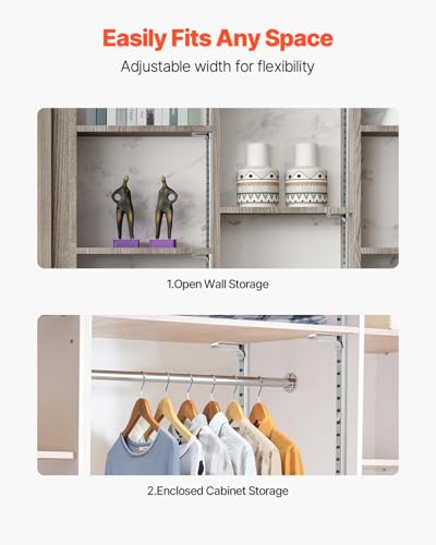 VEVOR Shelf Pilaster, 72.7-inch 20 Pack, Adjustable Shelf Brackets Steel Mortise Mount Pilaster Strip Standards with 140 Screws, Suitable for Wall Shelving System Cabinet Closet Organization - style: 72.7-inch