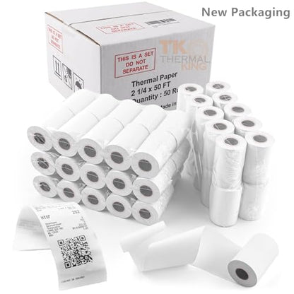 2 1/4" x 50' Credit Card Thermal Receipt Paper 50 Rolls - size: 2-1/4" x 50', style: 50 Rolls