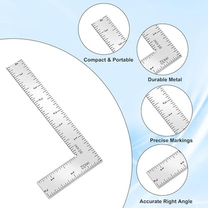 4 * 6 inch L Shaped Ruler Mini Measuring Tool, Ruler with Stainless Steel High Precision Edge for Woodworking, Tiling, and Engineering Drawing (2 * 4 inch) - size: 2*4 inch