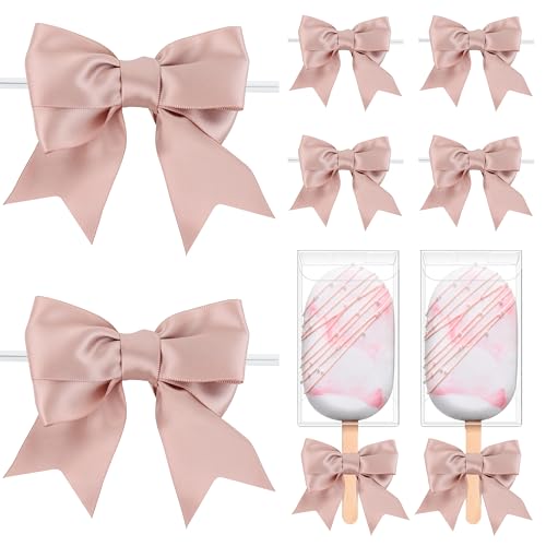 Pre-Tied Dusty Rose Bows with Twist Ties 3.5 Inch, 24 Pack - color: Dusty Rose