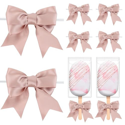 Pre-Tied Dusty Rose Bows with Twist Ties 3.5 Inch, 24 Pack - color: Dusty Rose