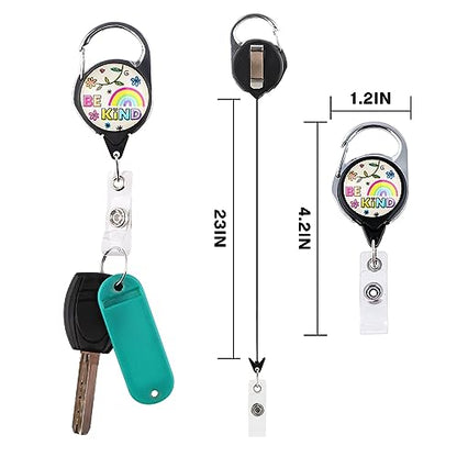 Cute Be Kind Lanyard with Badge Holder and Retractable Reel Clip Kids Autism Rainbow Lanyards ID Name Card Holder for Keys Girls Women Teacher Lanyard for Work School Office - color: Be Kind