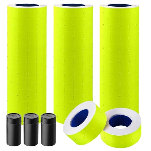 30 Rolls 15000pcs White Price Gun Labels for Mx-5500 Labeller White Pricemarker Stickers Plus 3 Piece Refill Ink Rolls (Yellow) - color: Yellow