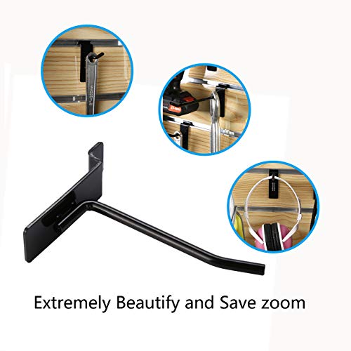 Dazzling Displays Slatwall Accessories: Box of 12 Black Metal Slatwall Hooks, Six 4 Inch and Six 6 Inch, Essential Slat Wall Accessory