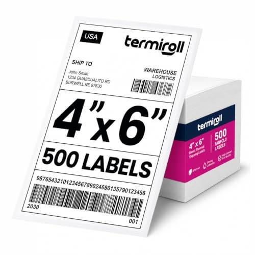 4x6 Thermal Labels 500 Fanfold - Rollo Zebra MUNBYN, Strong Adhesive - size: 4x6 - 1 Stack | 500 Labels