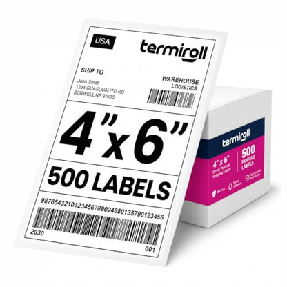 4x6 Thermal Labels 500 Fanfold - Rollo Zebra MUNBYN, Strong Adhesive - size: 4x6 - 1 Stack | 500 Labels