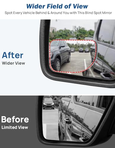JOYTUTUS XLarge Blind Spot Mirror 2 Pack 3.7‘’×2.5‘’ HD Frameless Convex Glass for Wide Angle View and Safer Lane Changing Compatible with Trucks RVs Easy Stick On & Long Lasting Durability - size: Rounded Rectangle