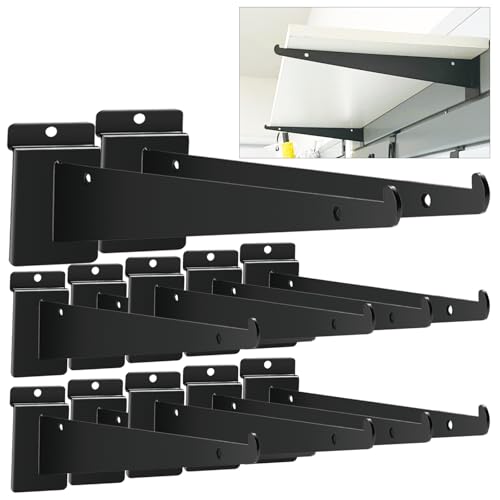 12 Pack Slat Wall Shelf Brackets with Lip, 14" Slatwall Shelf Bracket - size: 14inch-12pcs